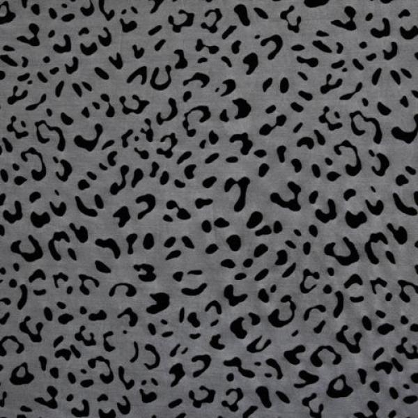 Tüll Napoli Schwarz mit Leoprint in Flockoptik